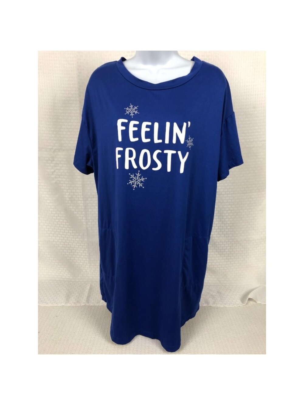 Secret Treasures PJS Sleep Shirt Size S Blue White Feeling Frosty Short Sleeve